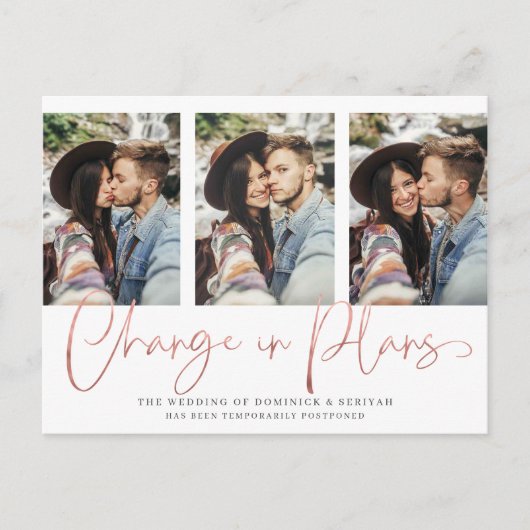 Modern handgeschreven Roos gouden bruiloft uitstel Briefkaart (Voorkant)