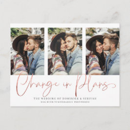 Modern handgeschreven Roos gouden bruiloft uitstel Briefkaart