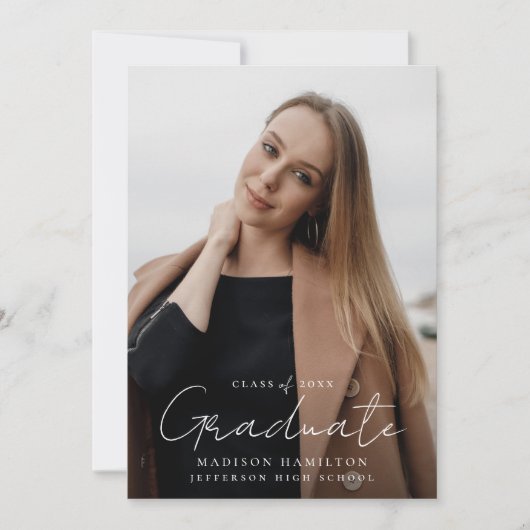 Modern handgeschreven script 2 Afstuderen foto's Kaart (Voorkant)
