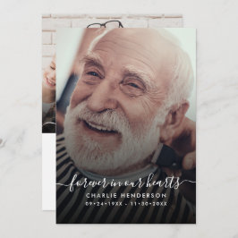 Modern handgeschreven script 2-foto begrafenis/doo bedankkaart