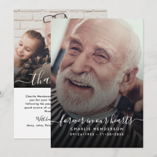 Modern handgeschreven script 2-foto begrafenis/doo bedankkaart