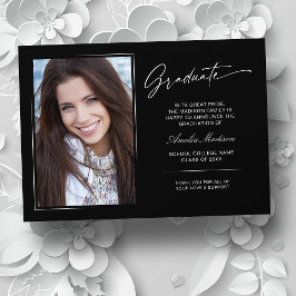 Modern handgeschreven script Afstuderen 2 foto Aankondiging