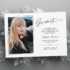 Modern handgeschreven script Afstuderen 2 foto Aankondiging