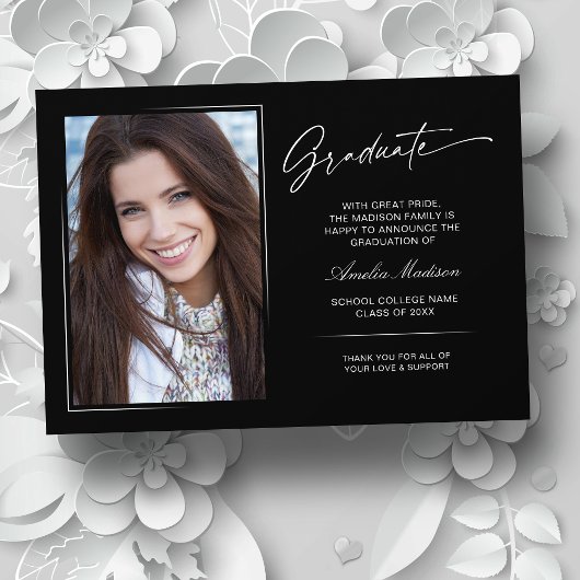 Modern handgeschreven script Afstuderen 2 foto Aankondiging