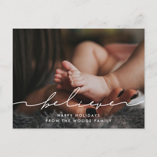 Modern handgeschreven script Believe foto Briefkaart (Voorkant)