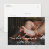 Modern handgeschreven script Believe foto Briefkaart (Voorkant / Achterkant)