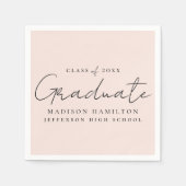 Modern handgeschreven script blush Afstuderen Servet (Voorkant)