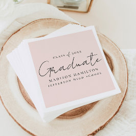 Modern handgeschreven script blush Afstuderen Servet