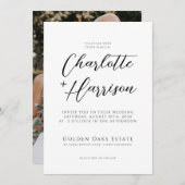 Modern handgeschreven script bruiloft kaart (Voorkant / Achterkant)