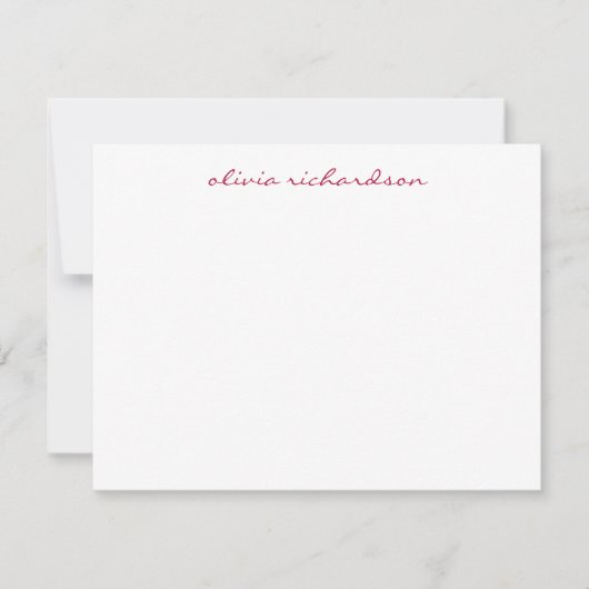 Modern handgeschreven script chic Burgundy Red Mar Notitiekaartje (Voorkant)