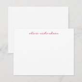 Modern handgeschreven script chic Burgundy Red Mar Notitiekaartje (Voorkant / Achterkant)