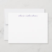 Modern handgeschreven script chic Dark Paars Viole Notitiekaartje (Voorkant)
