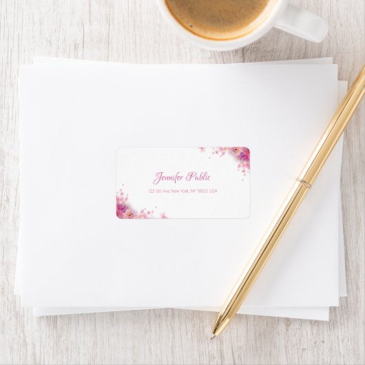 Modern Handgeschreven Script Chic Waterverf Floral Etiket (Insitu)