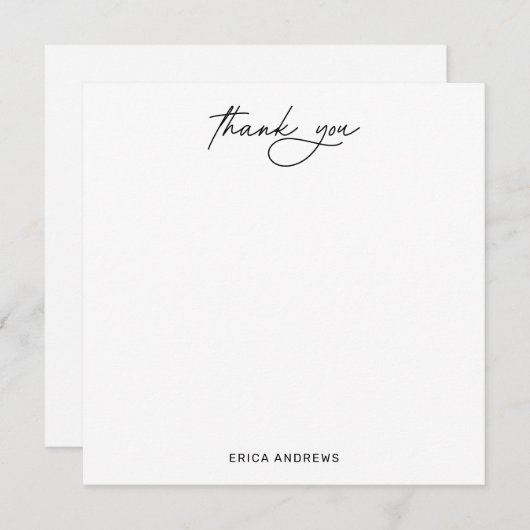 Modern handgeschreven script dank je plat notitiekaartje (Voorkant / Achterkant)