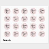 Modern handgeschreven script dank u blush roze ronde sticker (Vel)