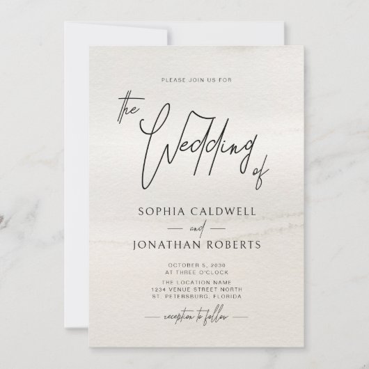 Modern handgeschreven script Earth Tones Wedding Kaart (Voorkant)