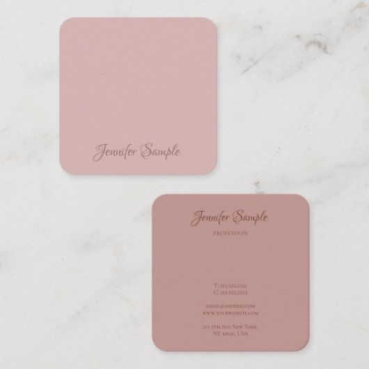 Modern handgeschreven script Elite Luxurous Rond Vierkante Visitekaartje (Voorkant / Achterkant)