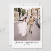 Modern handgeschreven script en 4 foto's bruiloft bedankkaart (Voorkant)