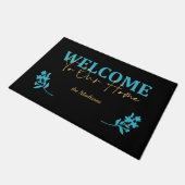 Modern handgeschreven script en Floral Welcome Deurmat (Schuin)
