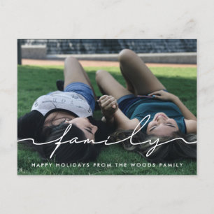 Modern handgeschreven script familie foto vakantie briefkaart