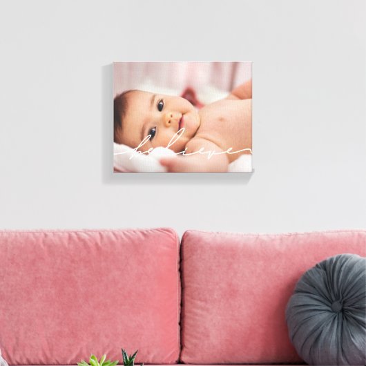 Modern handgeschreven script geloven canvas afdruk (Insitu (Woonkamer))