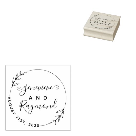 Modern handgeschreven script getrouwd paar bruilof rubberstempel (Gestempeld)