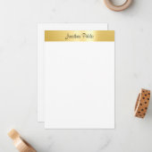 Modern Handgeschreven Script Gold Look Elegant Notitiekaartje (Voorkant / Achterkant in situ)