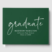 Modern handgeschreven script Green Photo Afstudere Gastenboek (Voorkant)
