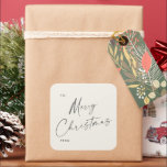 Modern Handgeschreven Script Merry Christmas Gift  Vierkante Sticker<br><div class="desc">Modern handgeschreven script Merry Christmas Gift Label. Klik op de personaliseerknop om dit ontwerp aan te passen met uw gegevens.</div>