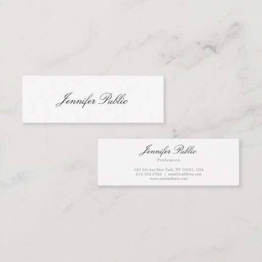 Modern Handgeschreven Script Minimalist Profession Mini Visitekaartje (Voorkant / Achterkant)