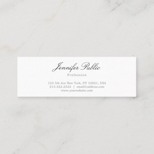 Modern Handgeschreven Script Minimalist Profession Mini Visitekaartje (Achterkant)