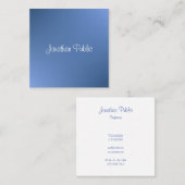 Modern Handgeschreven Script Naam Blauw Sjabloon Vierkante Visitekaartje (Voorkant / Achterkant)