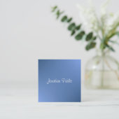 Modern Handgeschreven Script Naam Blauw Sjabloon Vierkante Visitekaartje (Staand voorkant)