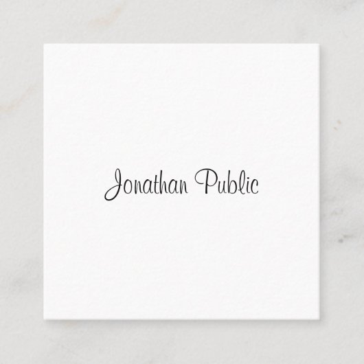 Modern Handgeschreven Script Naam Sjabloon Trendy Vierkante Visitekaartje (Voorkant)