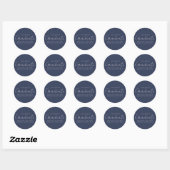 Modern Handgeschreven Script Navy Afstuderen Ronde Sticker (Vel)