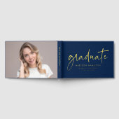 Modern handgeschreven script Navy Photo Afstuderen Gastenboek (Volledig)