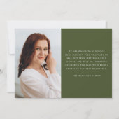 Modern handgeschreven script Olive 3 foto Afstuder Aankondiging (Achterkant)