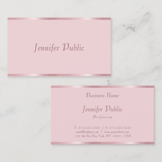 Modern Handgeschreven Script Roos Gouden Chique Sj Visitekaartje (Voorkant / Achterkant)