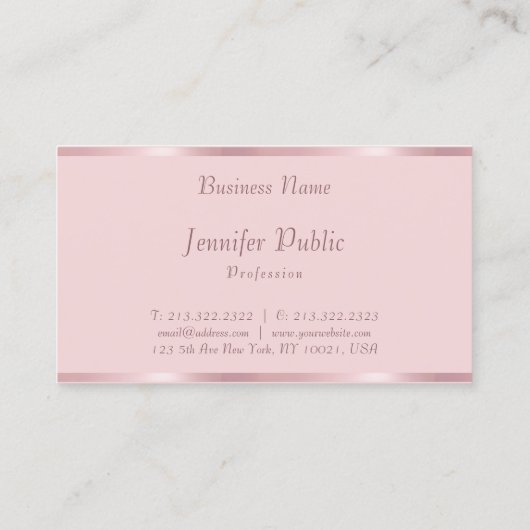 Modern Handgeschreven Script Roos Gouden Chique Sj Visitekaartje (Achterkant)