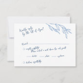 Modern Handgeschreven Script RSVP Cards Blauw (Voorkant)