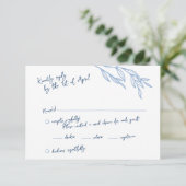 Modern Handgeschreven Script RSVP Cards Blauw (Staand voorkant)