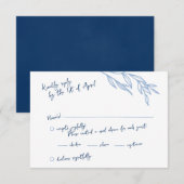 Modern Handgeschreven Script RSVP Cards Blauw (Voorkant / Achterkant)