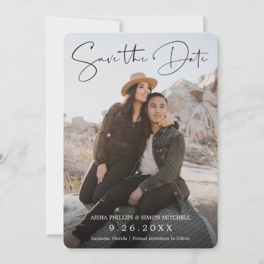 Modern handgeschreven script save the date (Voorkant)