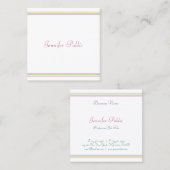 Modern handgeschreven script Trendy Colorful Strip Vierkante Visitekaartje (Voorkant / Achterkant)