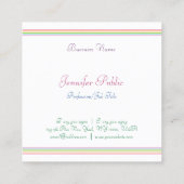 Modern handgeschreven script Trendy Colorful Strip Vierkante Visitekaartje (Achterkant)