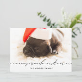 Modern handgeschreven script Vrolijke kerstfoto Feestdagenkaart (Staand voorkant)
