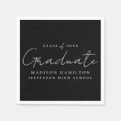 Modern handgeschreven script zwart Afstuderen Servet (Voorkant)