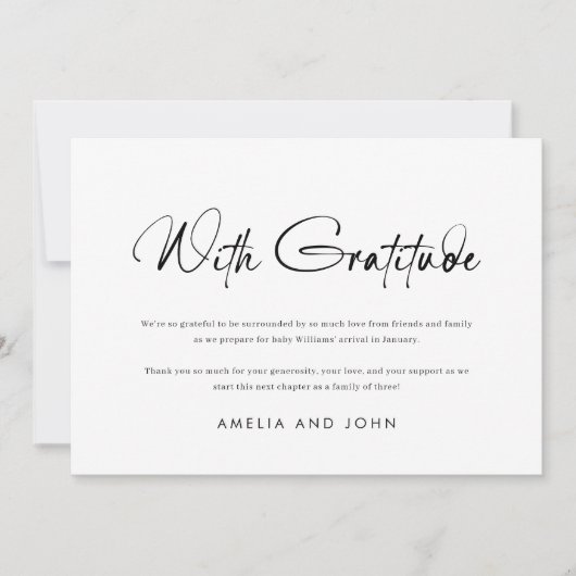 Modern handgeschreven script zwart wit foto bedankkaart (Voorkant)