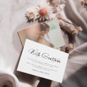 Modern handgeschreven script zwart wit foto bedankkaart