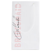 Modern handgeschreven stijlvol script roze bruidsm klein cadeauzakje (Voorkant)